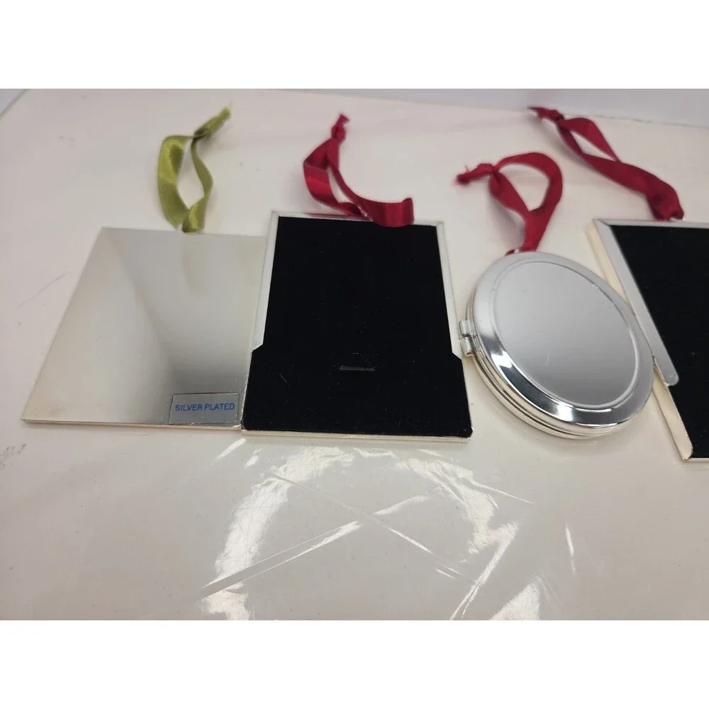 6 Pc Pottery Barn Silver Frame Ornament Lot 2005-2010 Mixed Ribbon Locket NEW
